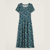 Seasalt Veronica Short Sleeve Midi Dress In Bluebell Dark Voyage