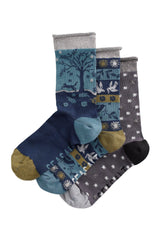 Seasalt Snowy Scenes Box Of 3 Socks