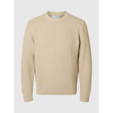 Selected 100% Cotton Crewneck Jumper In Oatmeal