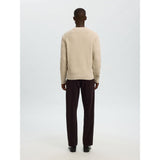 Selected 100% Cotton Crewneck Jumper In Oatmeal