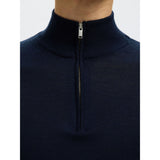Selected 100% Merino Wool Half-Zip Jumper In Navy Blazer