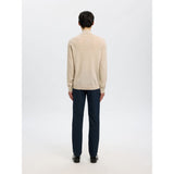 Selected 100% Merino Wool Half-Zip Jumper In Oatmeal