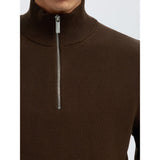 Selected Dane Knit Structure Half Zip Jumper In Demitasse