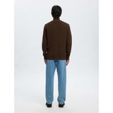 Selected Dane Knit Structure Half Zip Jumper In Demitasse