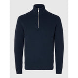 Selected Dane Knit Structure Half-Zip Jumper In Sky Captain
