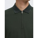 Selected Fave Zip Polo In Deep Forest