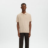 Selected Half Zip Knitted Polo Shirt in Oatmeal