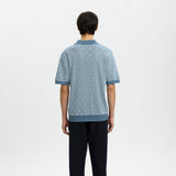 Selected Knit Relaxed Open Colour Polo Shirt In Blue Mirage