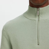 Selected Knitted Pullover Half Zip Pullover In Aqua Gray