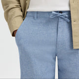 Selected Linen Blend Comfort Fit Shorts In Cashmere Blue