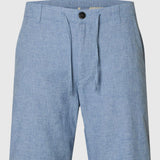 Selected Linen Blend Comfort Fit Shorts In Cashmere Blue