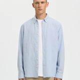 Selected Linen Blend Shirt in Dusty Blue