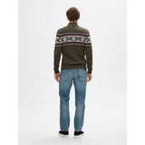Selected Long Sleeve Christmas Jumper in Forest Green