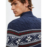 Selected Long Sleeve Christmas Jumper in Navy Blazer