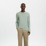 Selected Long Sleeve Pullover Merino In Aqua Gray