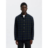 Selected Noah Brushed Regular Fit Shirt In Deep Forest/Dark Sapphire