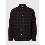 Selected Noah Brushed Regular Fit Shirt In Demitasse/Sky Captain