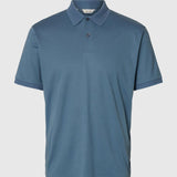 Selected Short Sleeved Polo Shirt In Blue Mirage