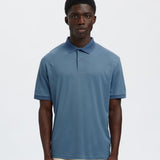 Selected Short Sleeved Polo Shirt In Blue Mirage