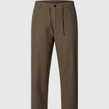 Selected Slim Tapered Linen Blend Trousers In Forest Night
