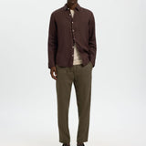 Selected Slim Tapered Linen Blend Trousers In Forest Night