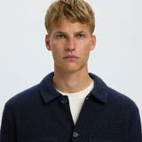 Selected Wool Cardigan In Sky Captain