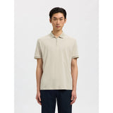 Selected Zipper Polo Shirt In Oatmeal