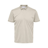Selected Zipper Polo Shirt In Oatmeal