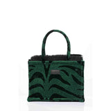 Sorena Animal Velvet Petrol Medium Tote Bag Green