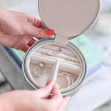 Stackers Round Zipped Travel Jewellery Box In Pebble Grey