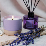 Stoneglow Elements Moon Lavender & Mint Scented Soy Wax Ceramic Candle Tumbler Purple