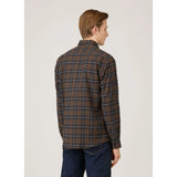 Sunspel Button Down Flannel Shirt In Bark Check
