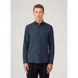 Sunspel Button Down Flannel Shirt In Selvedge Blue Melange