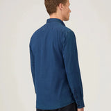Sunspel Button Down Twill Shirt In Indigo