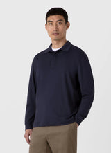 Sunspel Heavyweight Rugby Polo Shirt in Navy