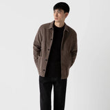 Sunspel Lambswool Crew Neck Jumper in Coffee Twist