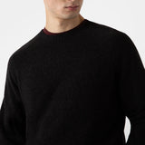 Sunspel Lambswool Crew Neck Jumper in Coffee Twist