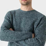Sunspel Lambswool Crew Neck Jumper in Green Sage Twist