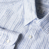 Sunspel Linen Shirt In Sky Blue/Navy