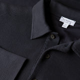 Sunspel Long Sleeve Cellulock Polo Shirt In Navy