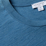 Sunspel Riviera Midweight T‑Shirt In Mid Indigo Wash