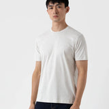 Sunspel Riviera Midweight T-Shirt in White Melange