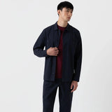 Sunspel Seersucker Overshirt Navy