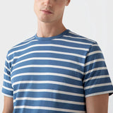 Sunspel Short Sleeve Classic T‑shirt Bluestone/Ecru Breton Stripe