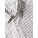Sunspel Short Sleeve Vintage Stripe Shirt In Soft Denim/Ecru