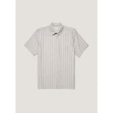 Sunspel Short Sleeve Vintage Stripe Shirt In Soft Denim/Ecru