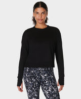 Sweaty Betty After Class Crop Sweatshirt in Black