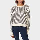 Sweaty Betty After Class Crop Sweatshirt In White Stripe