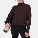 Sweaty Betty After Class Funnel Neck Sweatshirt in Sable Brown