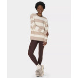 Sweaty Betty After Class Longline Sweatshirt In White Dusk Beige Large Stripe